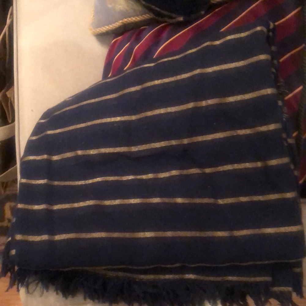 brand new with tags Ralph Lauren blue and gold striped blanket